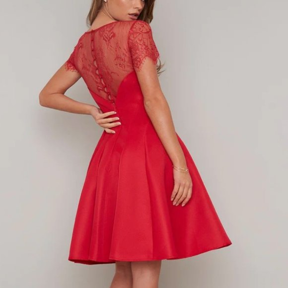 Petite lace midi prom dress in red - Picture 2 of 3